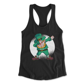 Leprechaun Dabbing Womens Racerback Tank in Black color